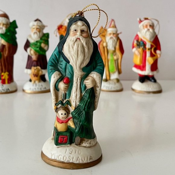 RARE Vintage Limited Edition 6-Pc Santa Claus Porcelain Ornament Set Collectable - Picture 7 of 16